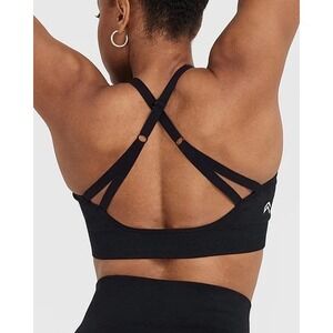 Oner Active Black Seamless Bralette Sports Bra Crisscross Back Support Womens SM